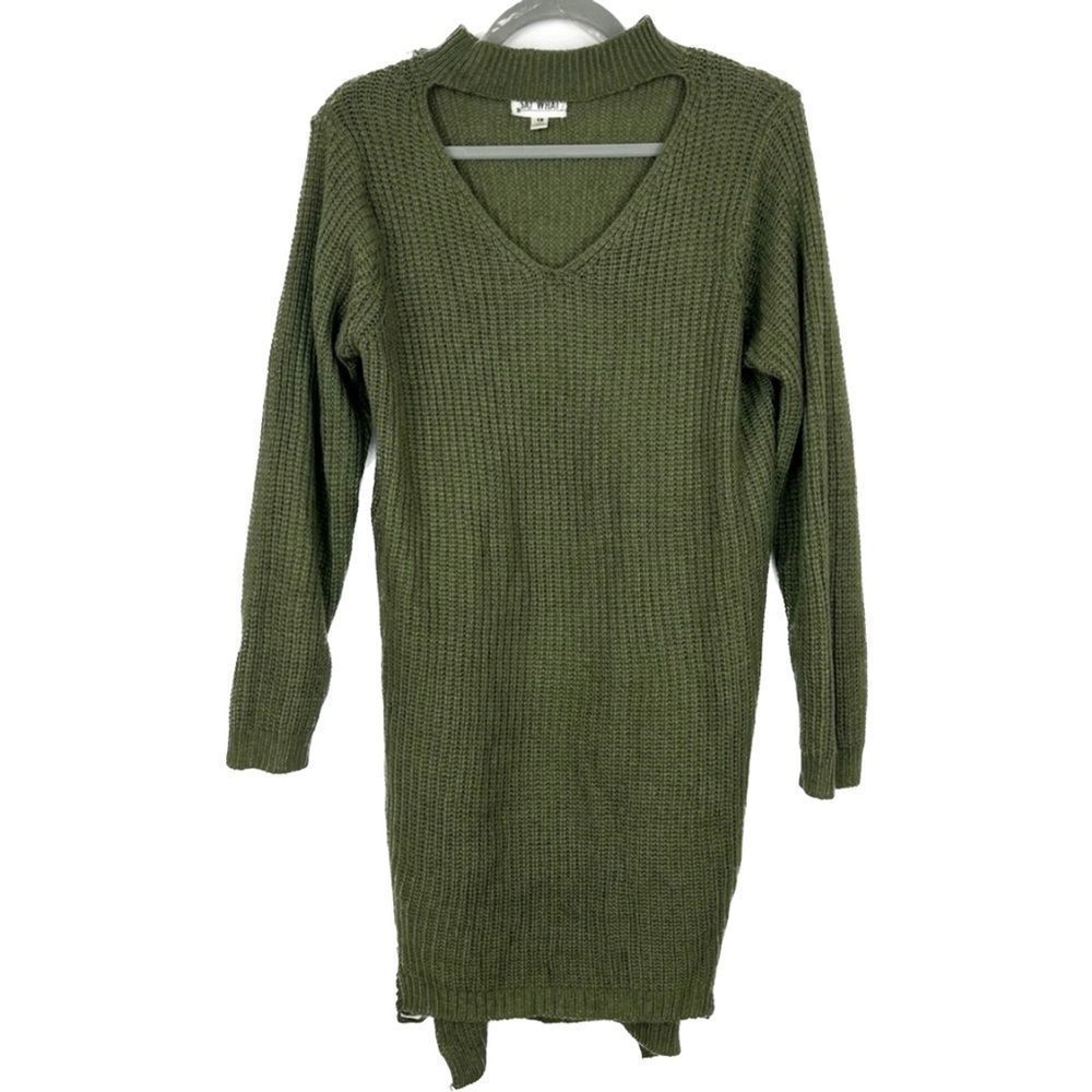 Distressed Dark Green Sweater Dress Size 1X